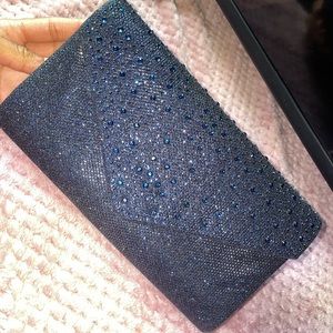 NWT Navy blue bedazzled sparkly clutch purse